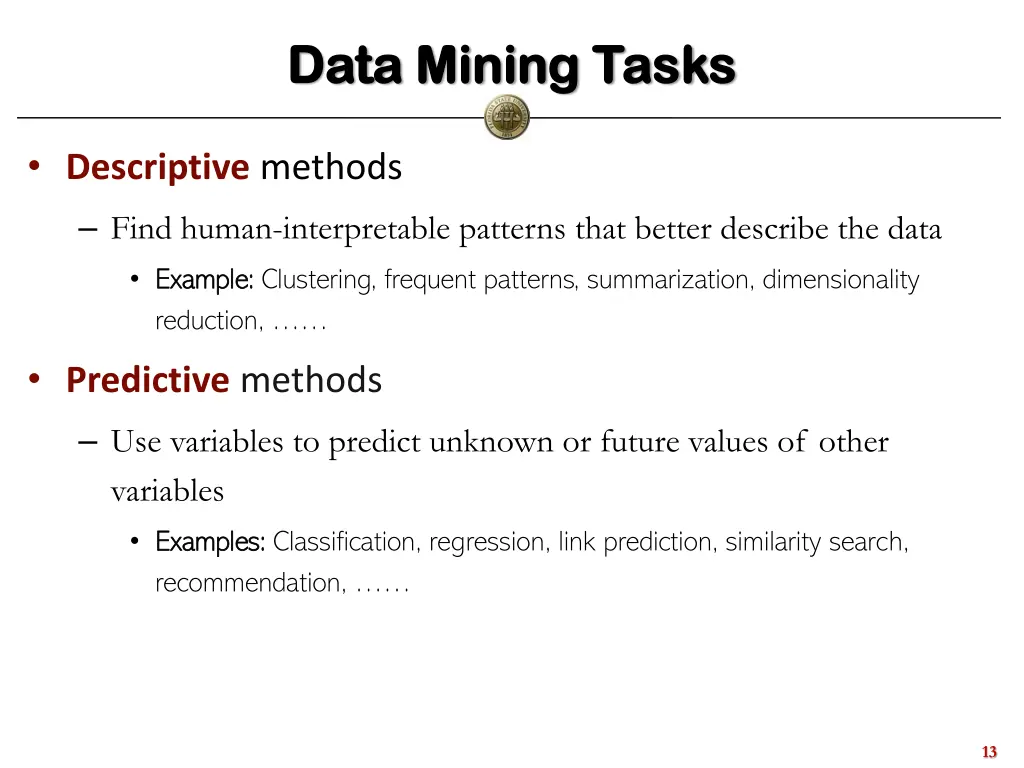 data mining tasks data mining tasks