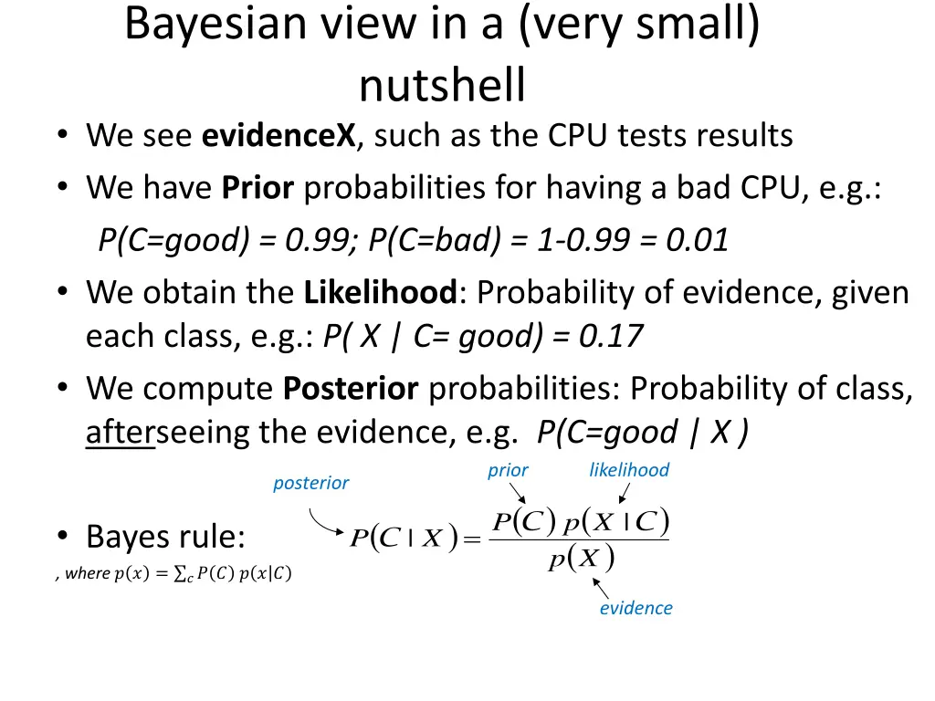 bayesian view in a very small nutshell