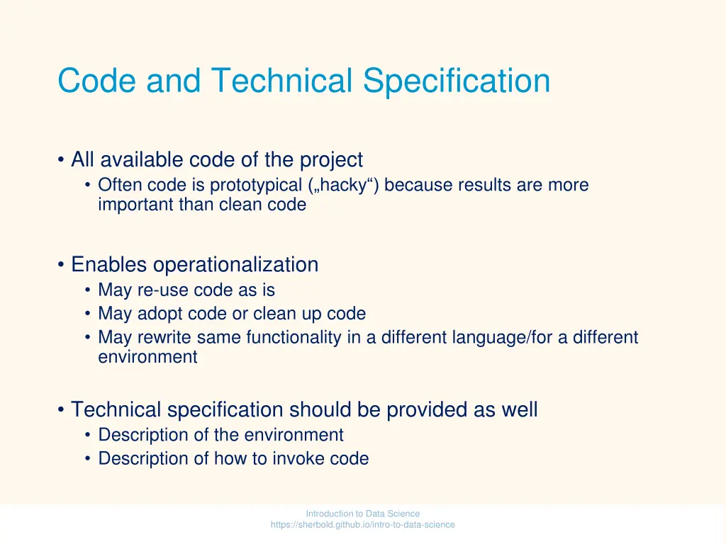 code and technical specification