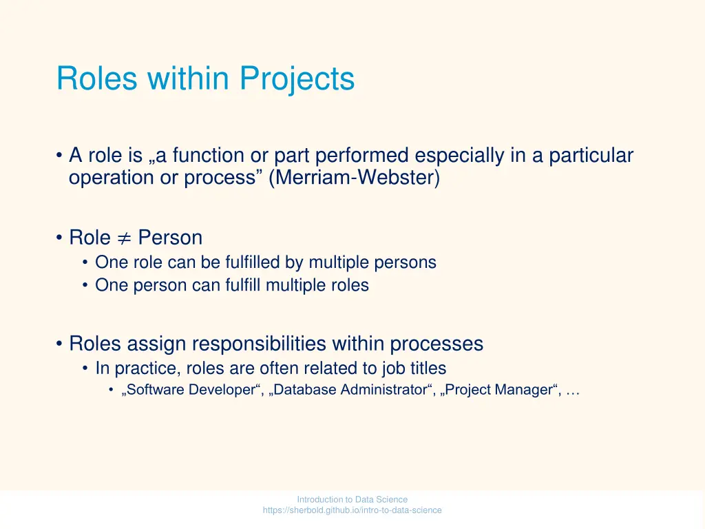 roles within projects