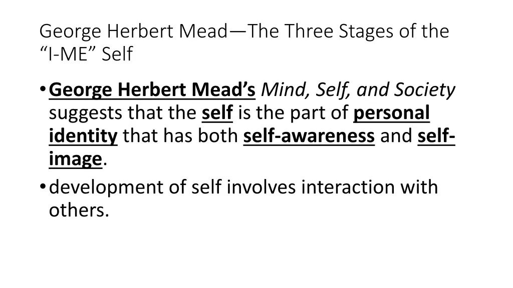 george herbert mead the three stages