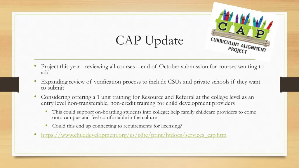 cap update