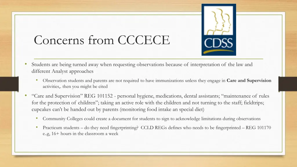 concerns from cccece