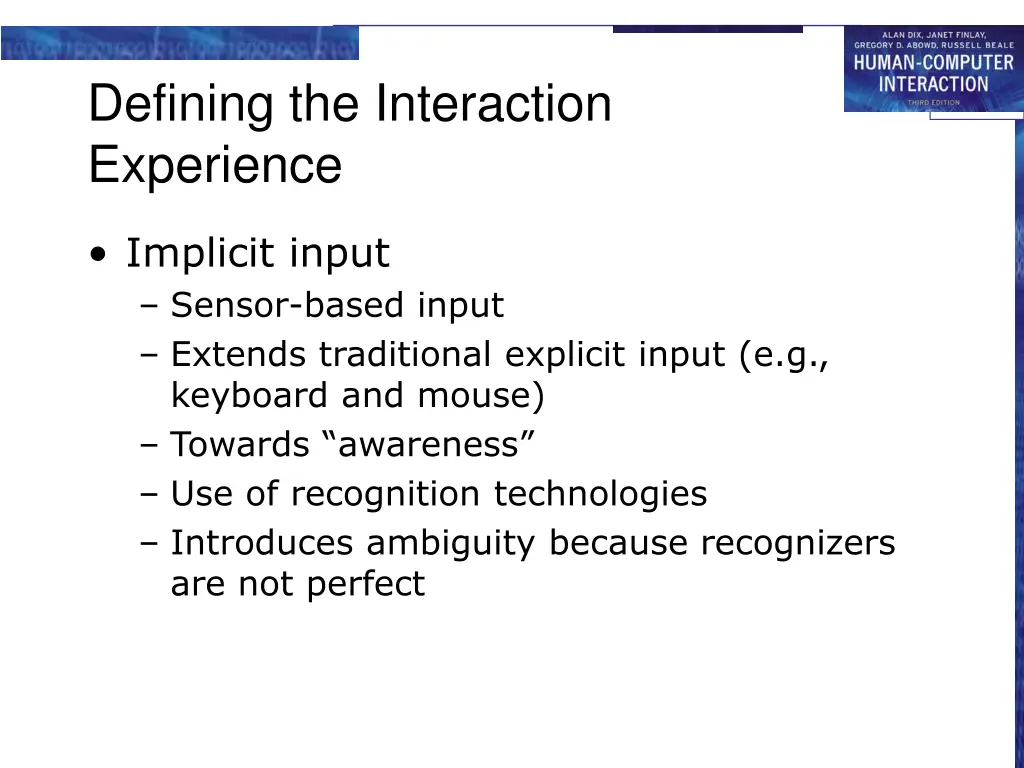 defining the interaction experience