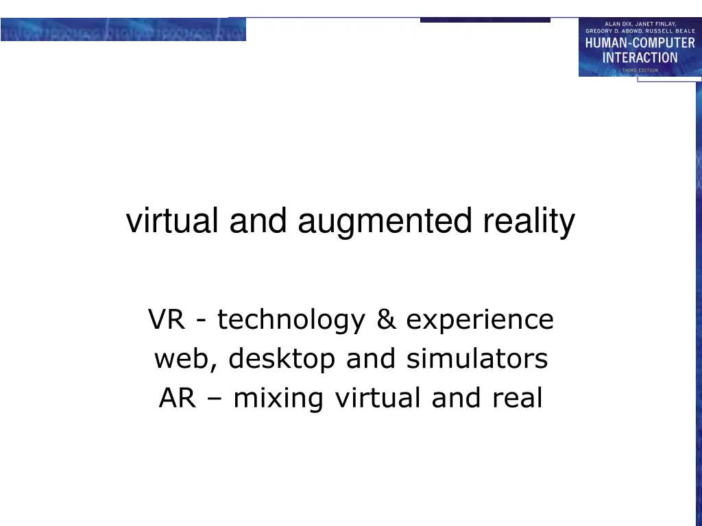virtual and augmented reality