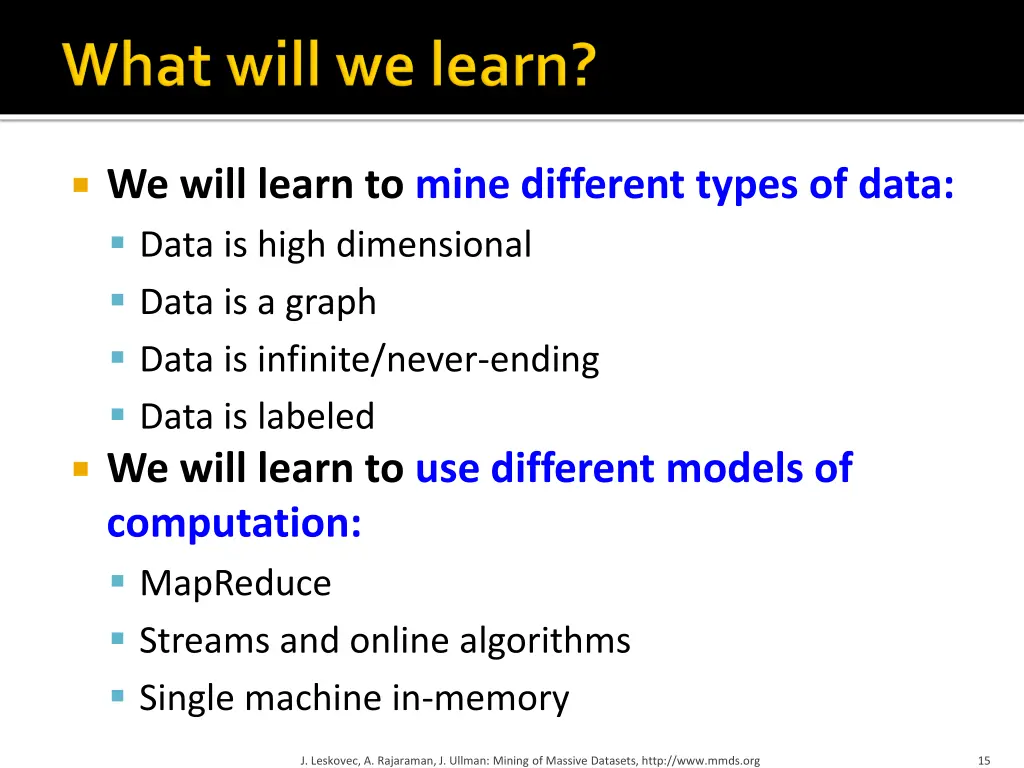 we will learn to mine different types of data