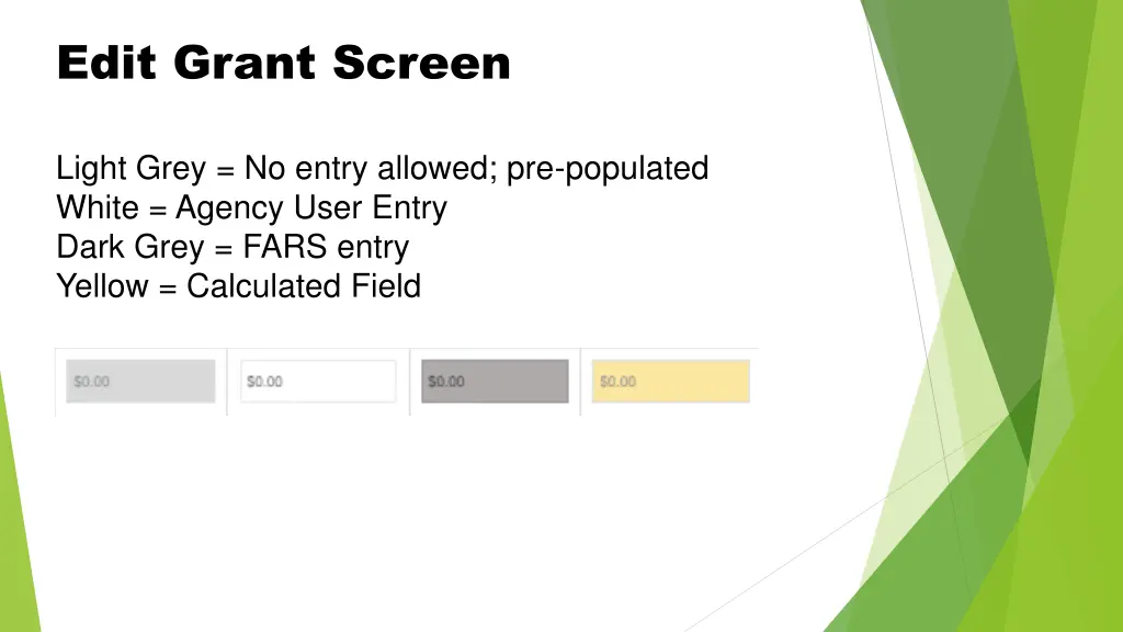 edit grant screen