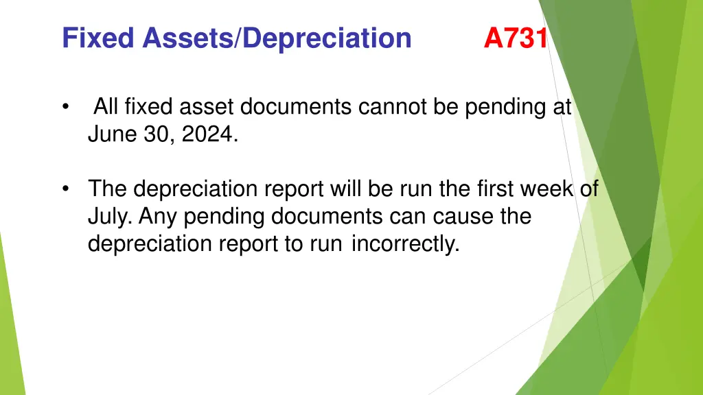 fixed assets depreciation a731