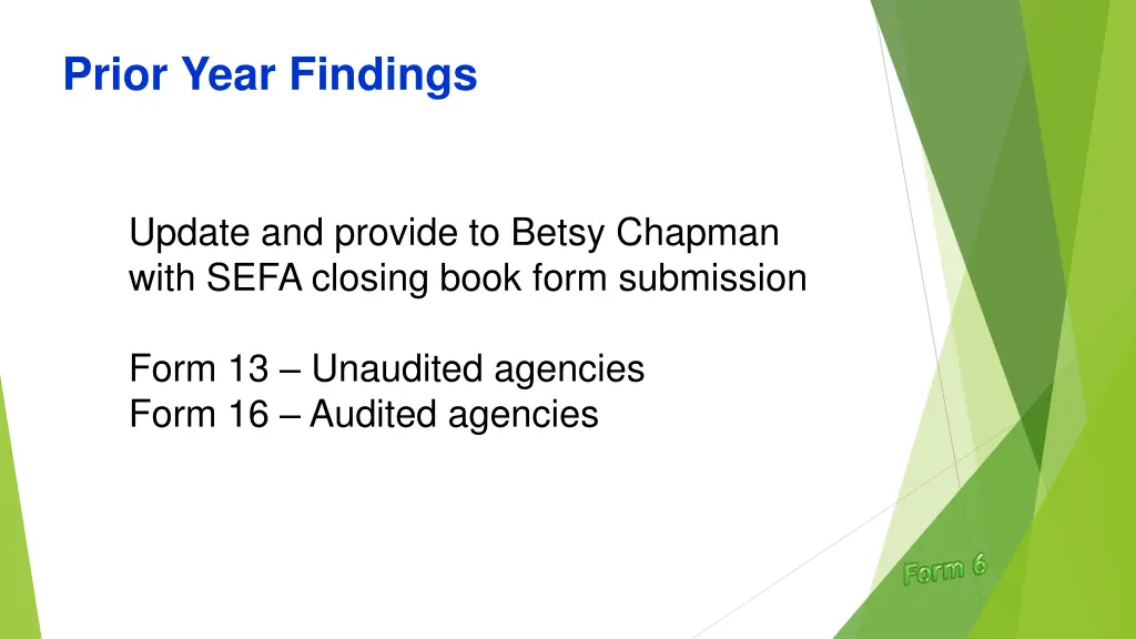prior year findings