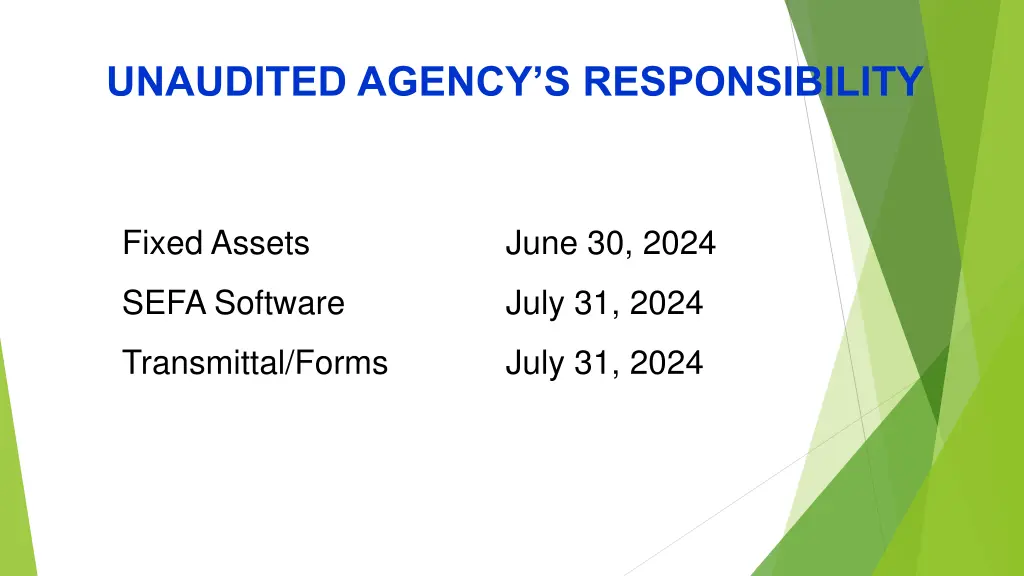 unaudited agency s responsibility 1