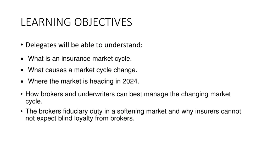 learning objectives