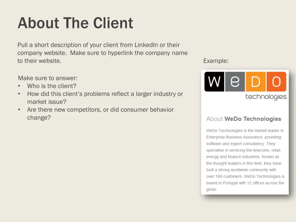 about the client
