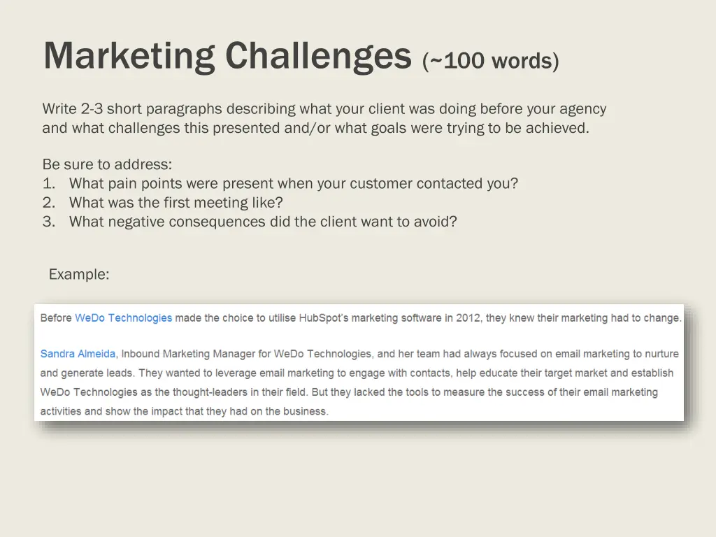 marketing challenges 100 words