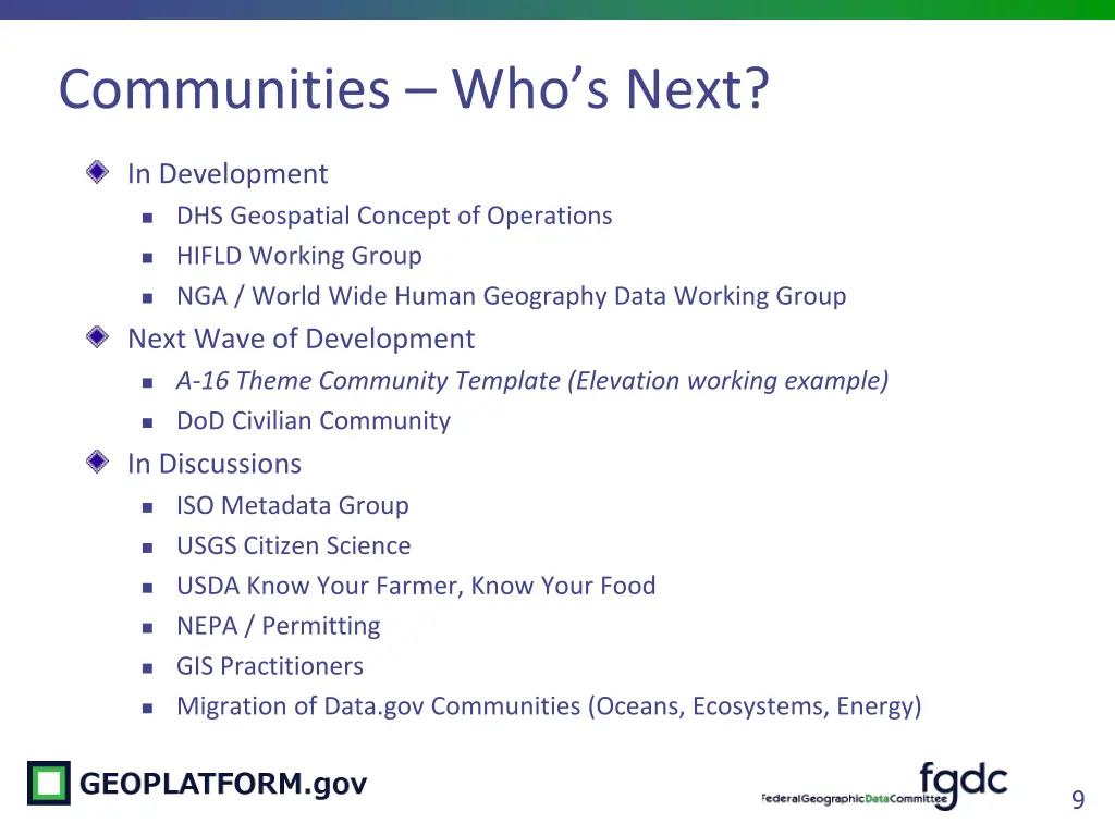 communities who s next