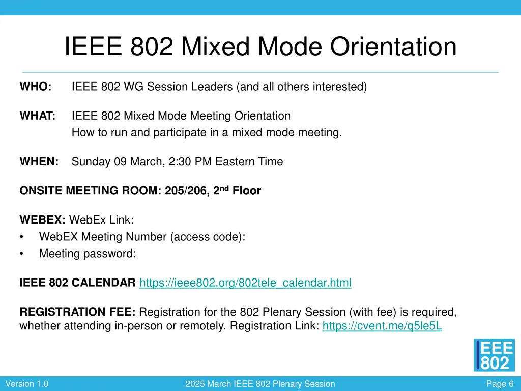 ieee 802 mixed mode orientation