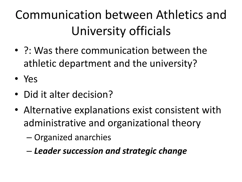 communication between athletics and university