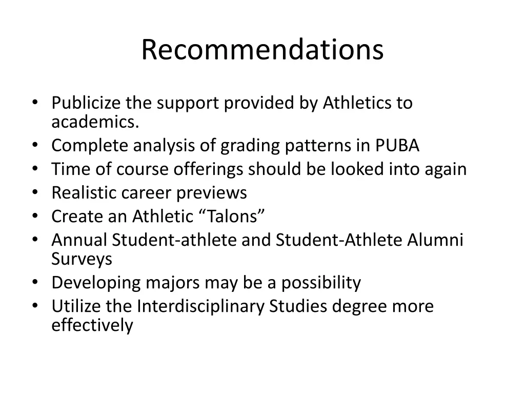 recommendations
