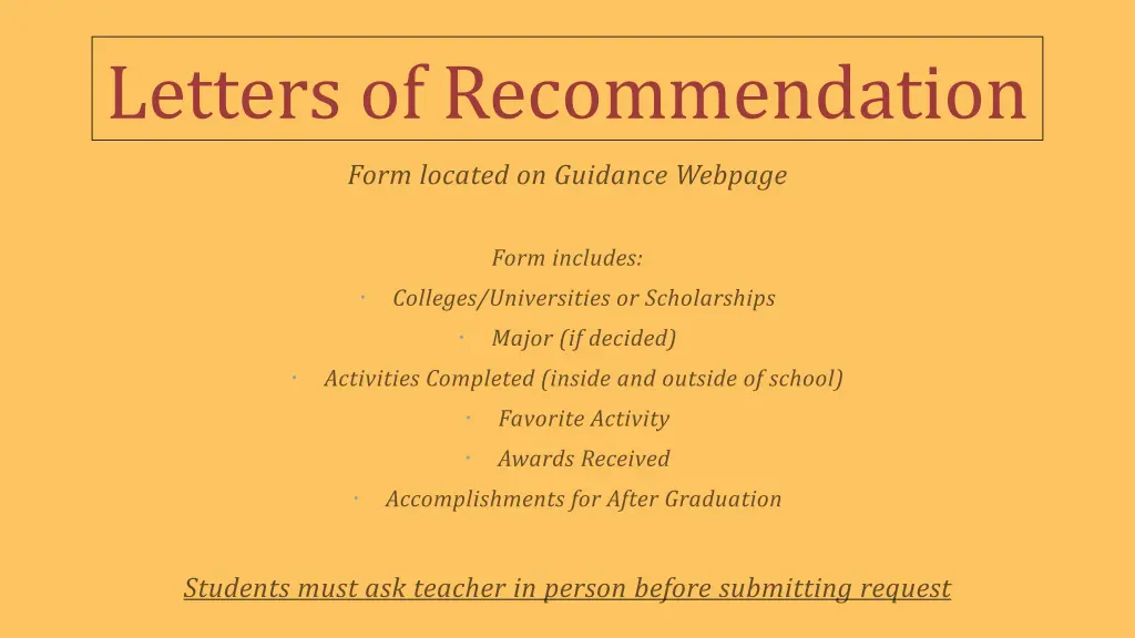 letters of recommendation