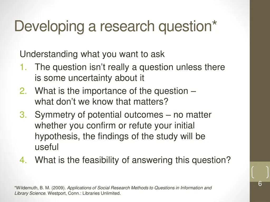 developing a research question 1