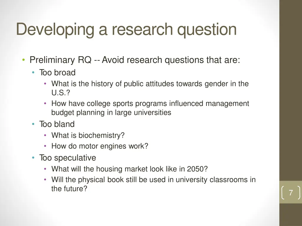 developing a research question 2