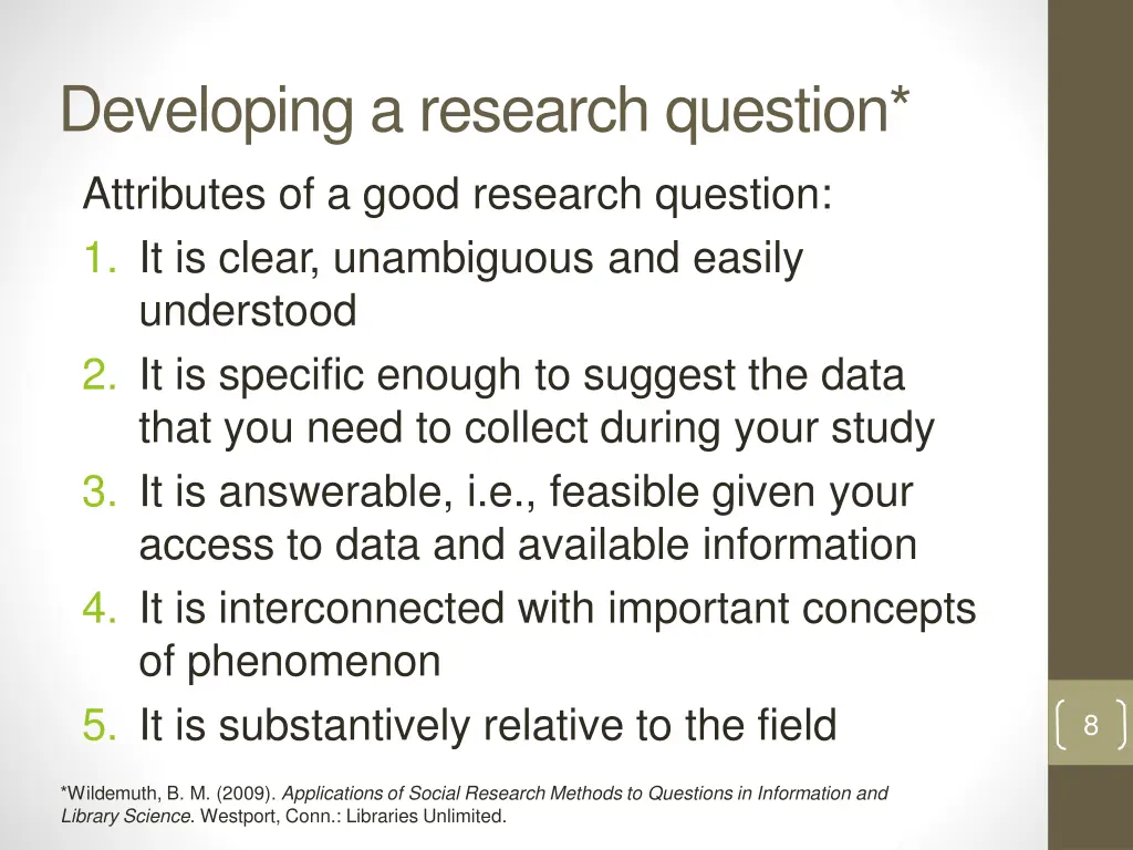 developing a research question attributes