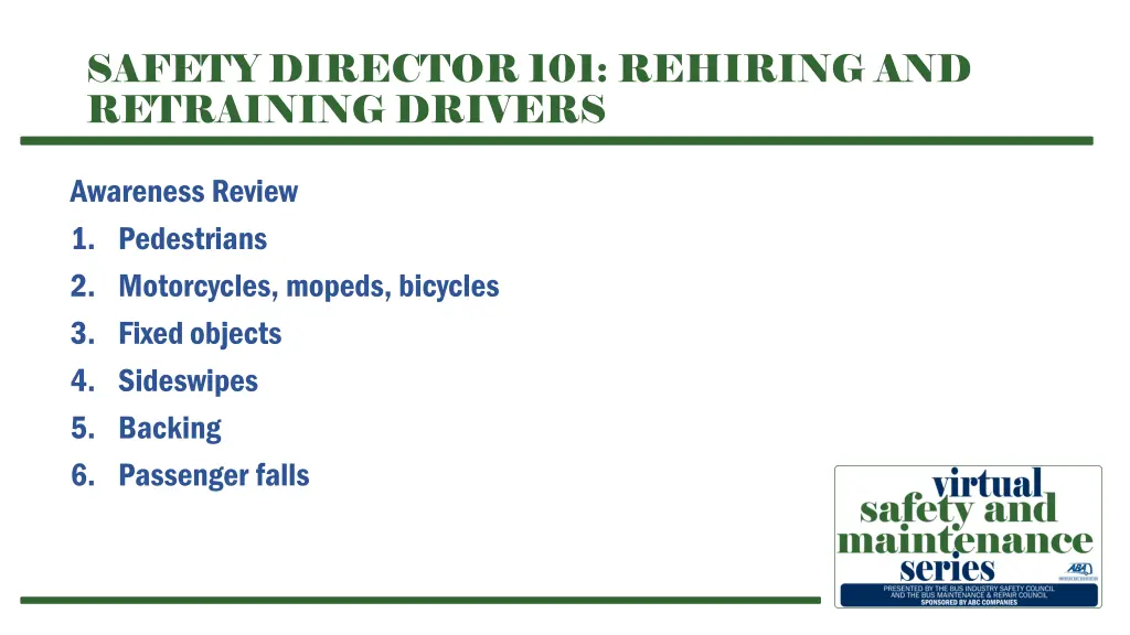safety director 101 rehiring and retraining 12