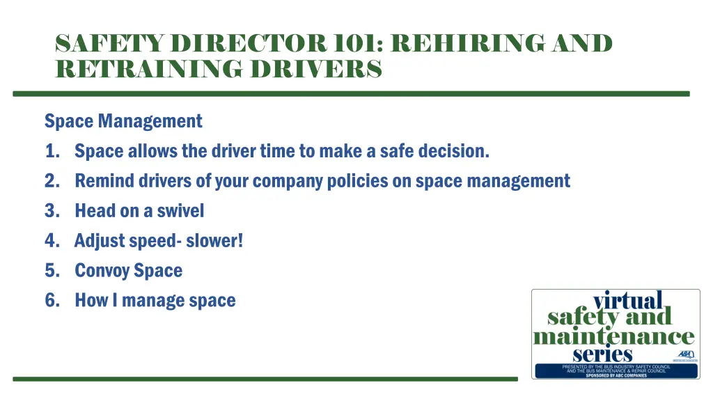 safety director 101 rehiring and retraining 13