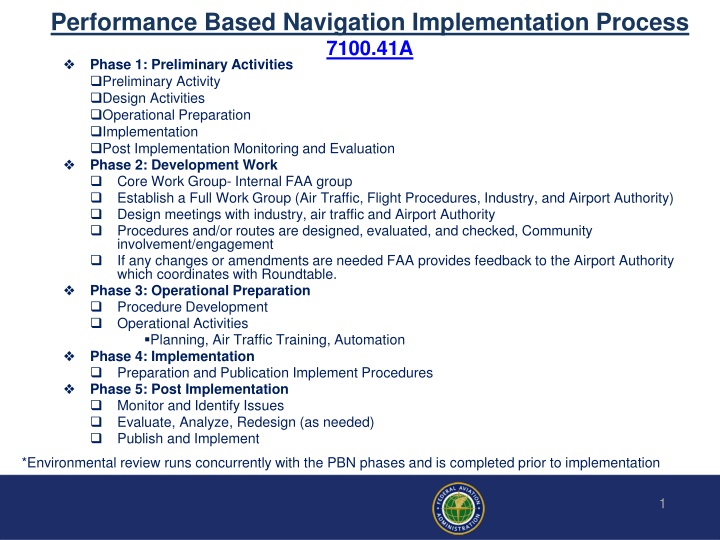 performance based navigation implementation