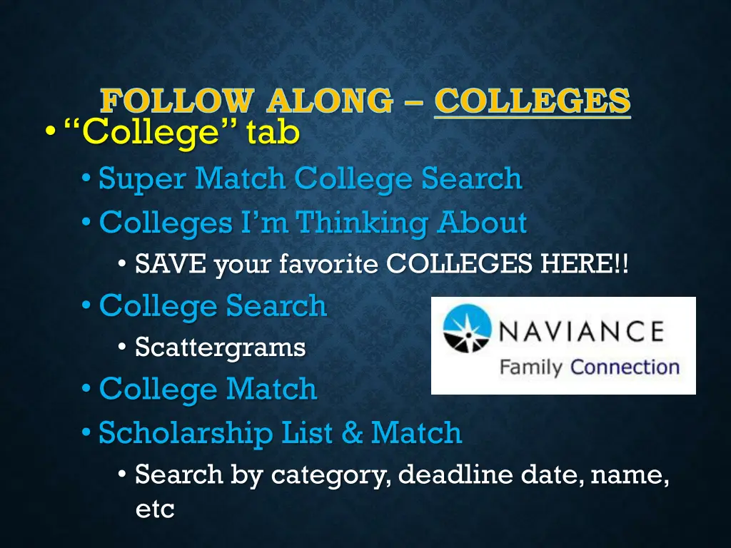 follow along colleges college tab super match