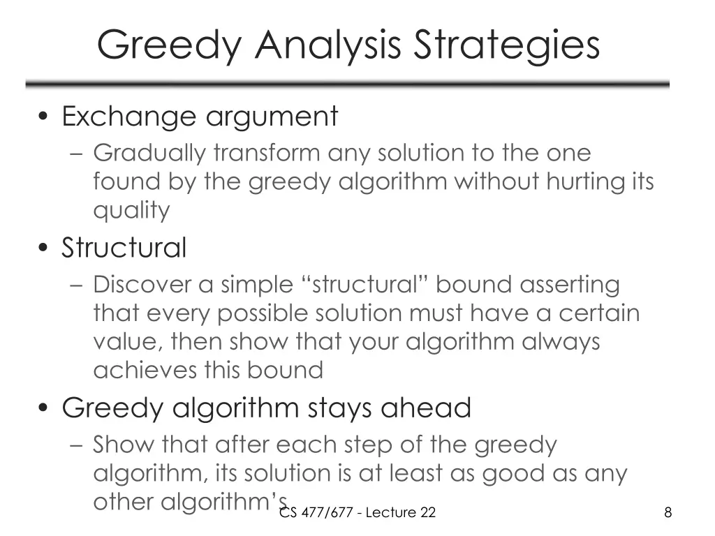 greedy analysis strategies