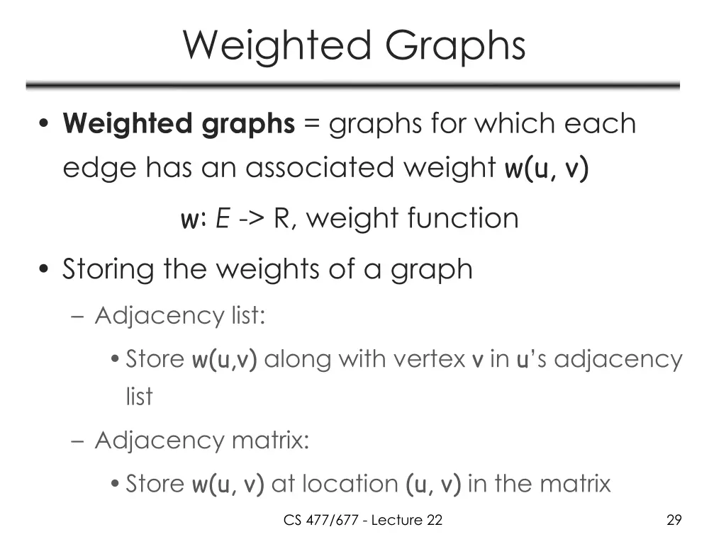 weighted graphs