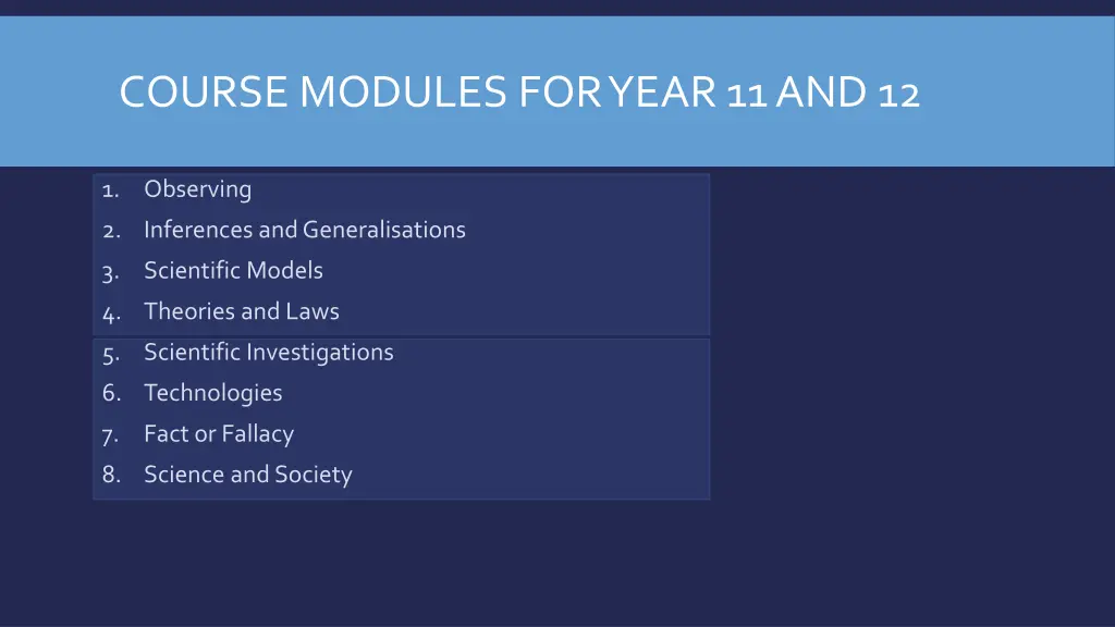 course modules for year 11 and 12
