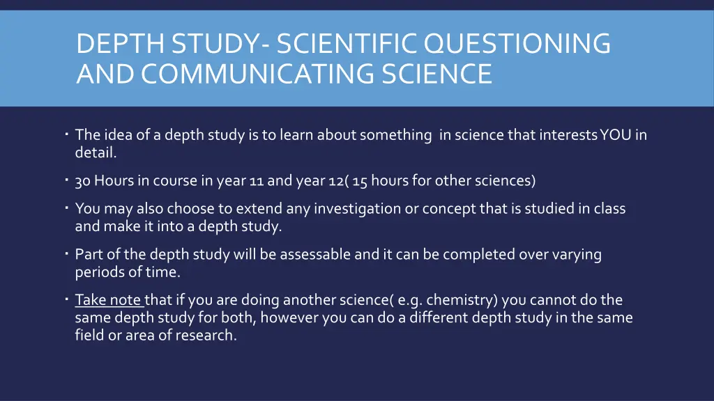 depth study scientific questioning
