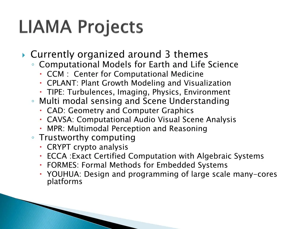 currently organized around 3 themes computational