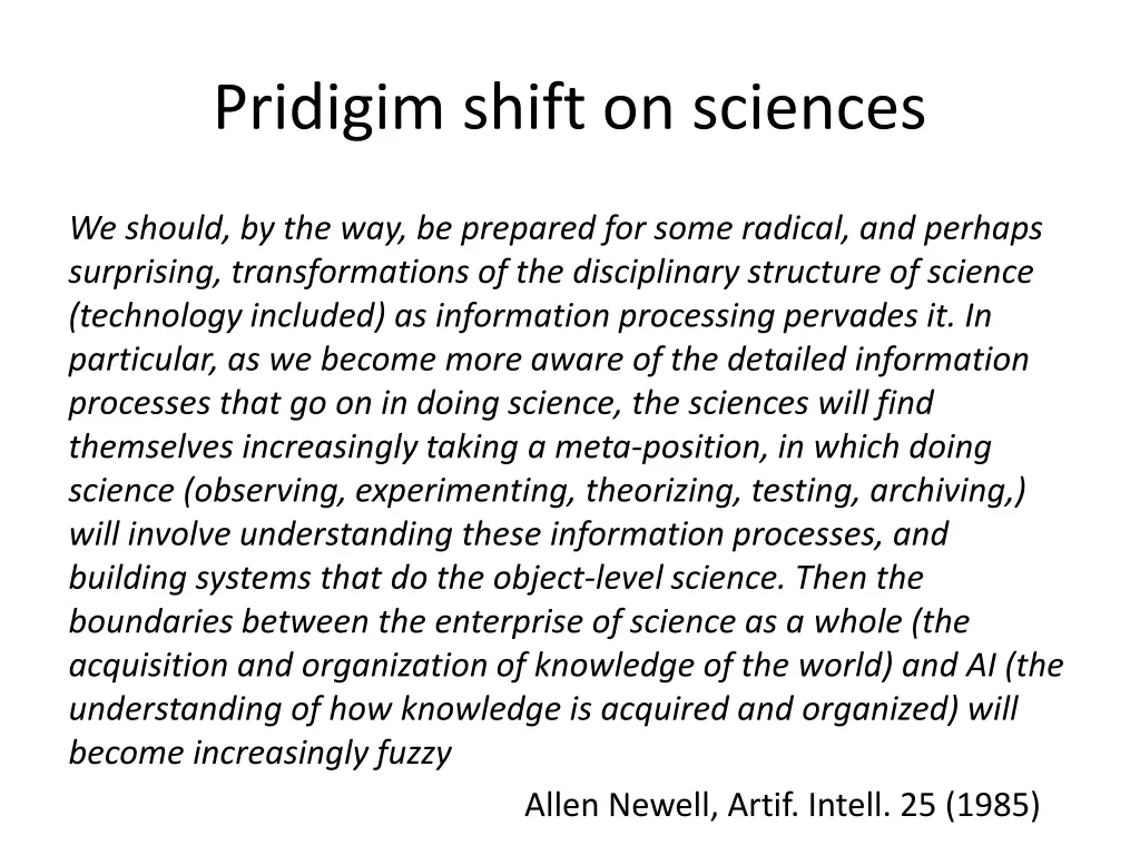 pridigim shift on sciences