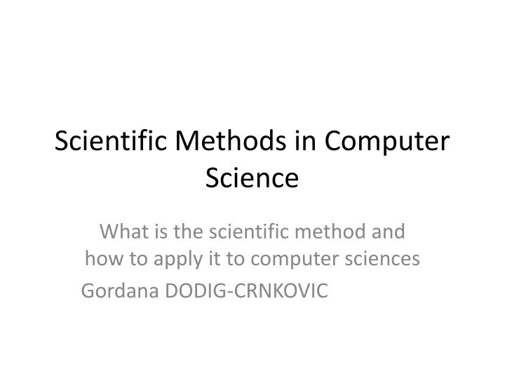 scientific methods in computer science