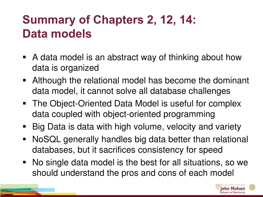 summary of chapters 2 12 14 data models