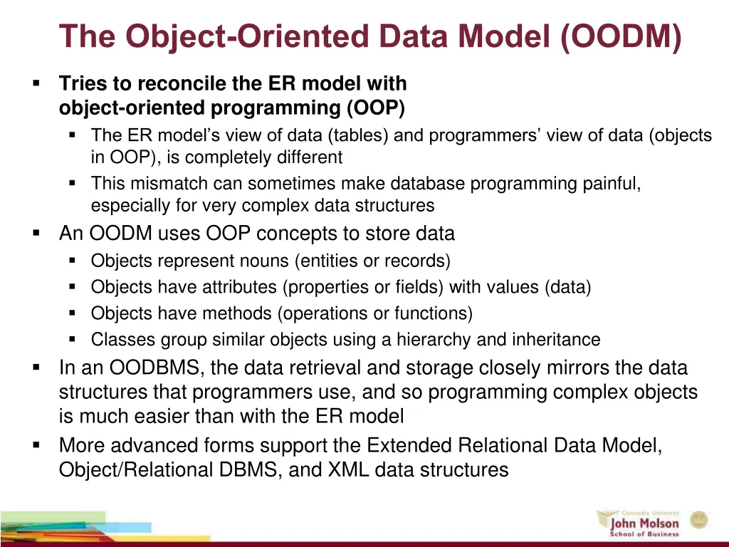 the object oriented data model oodm 1