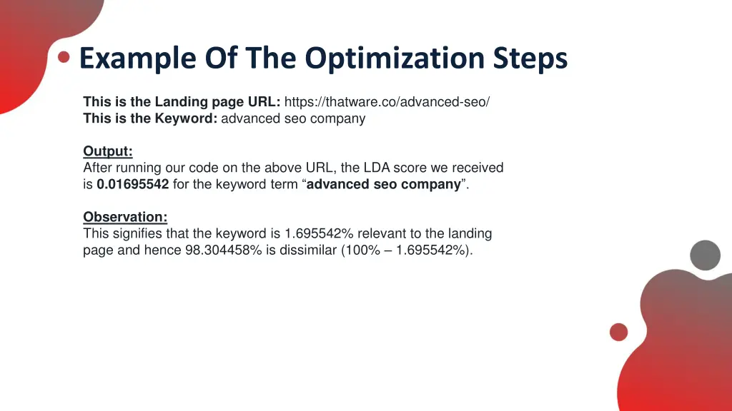 example of the optimization steps