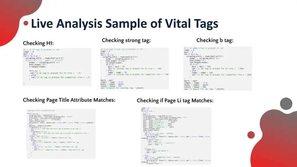 live analysis sample of vital tags