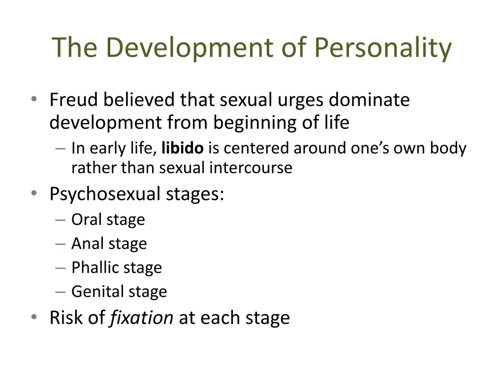 the development of personality