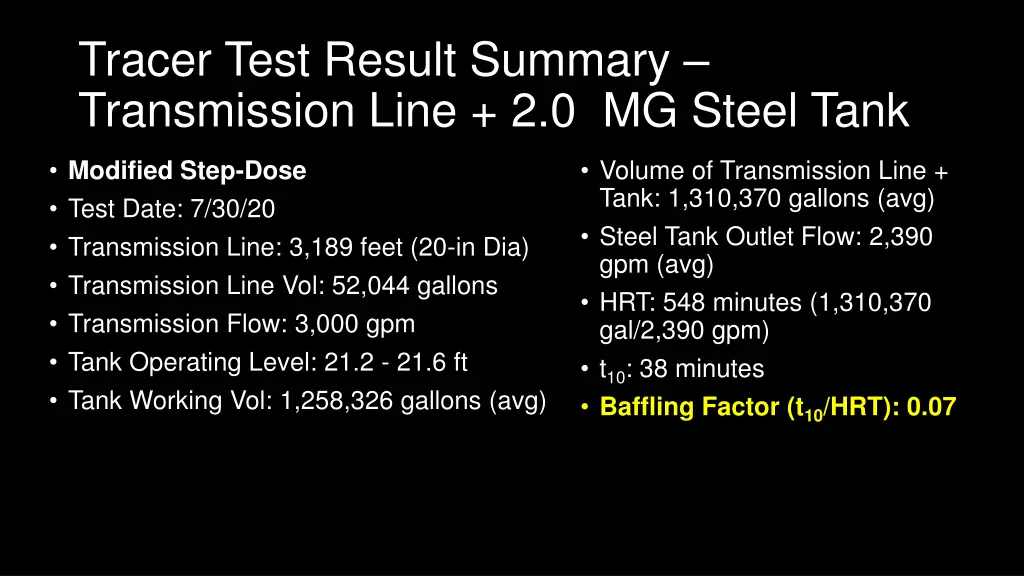 tracer test result summary transmission line