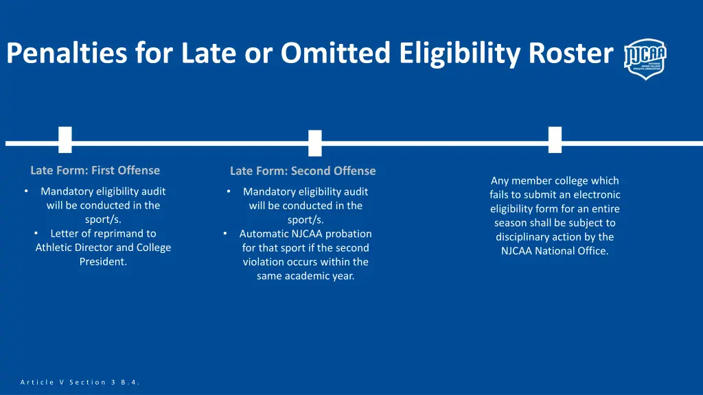 penalties for late or omitted eligibility roster