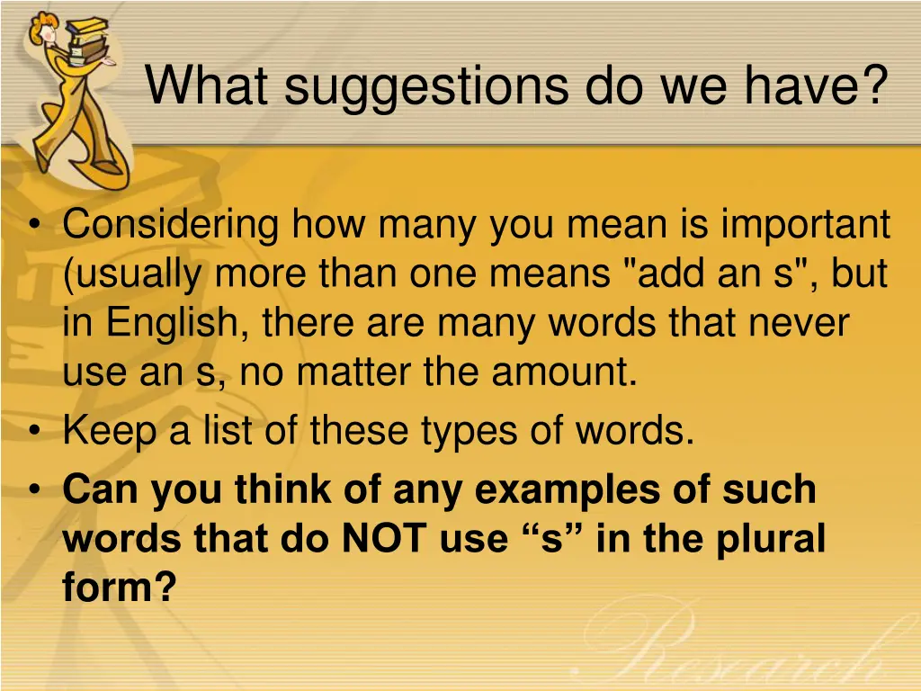 what suggestions do we have 2