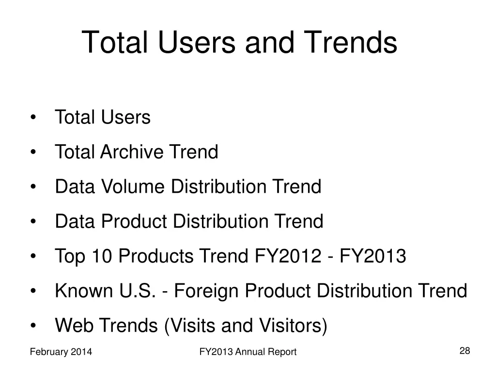 total users and trends