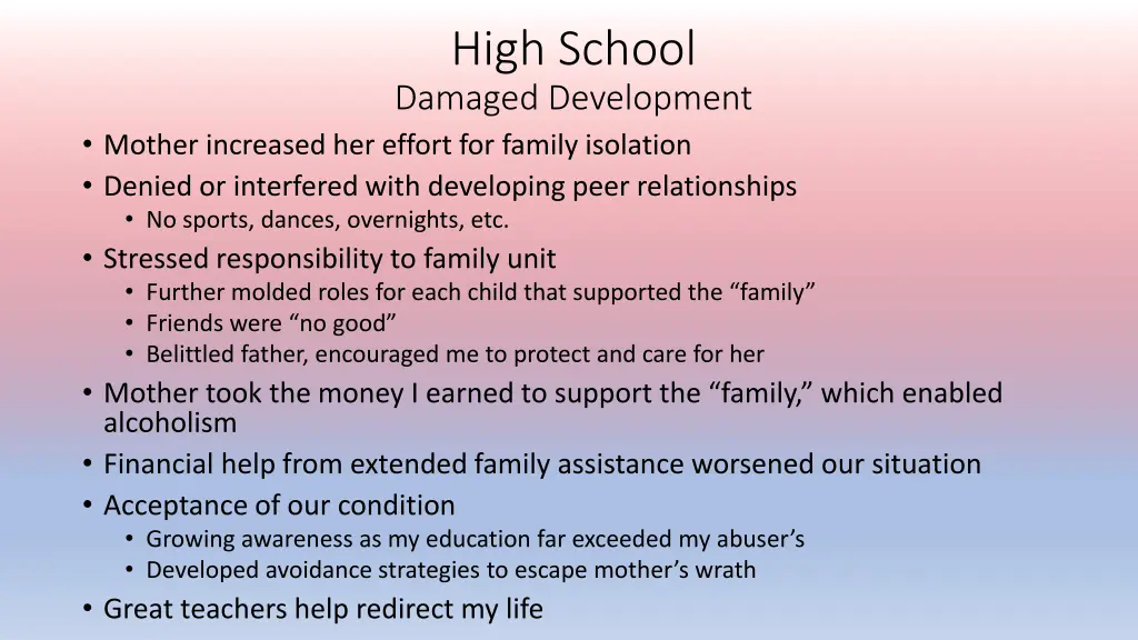 high school damaged development