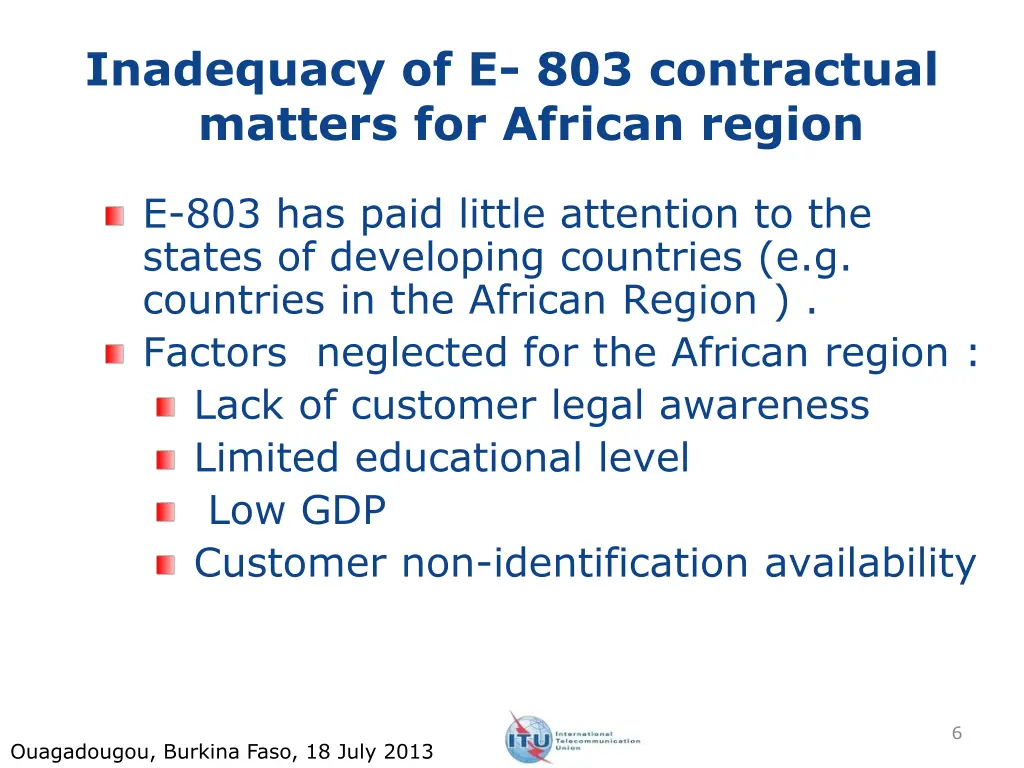 inadequacy of e 803 contractual matters