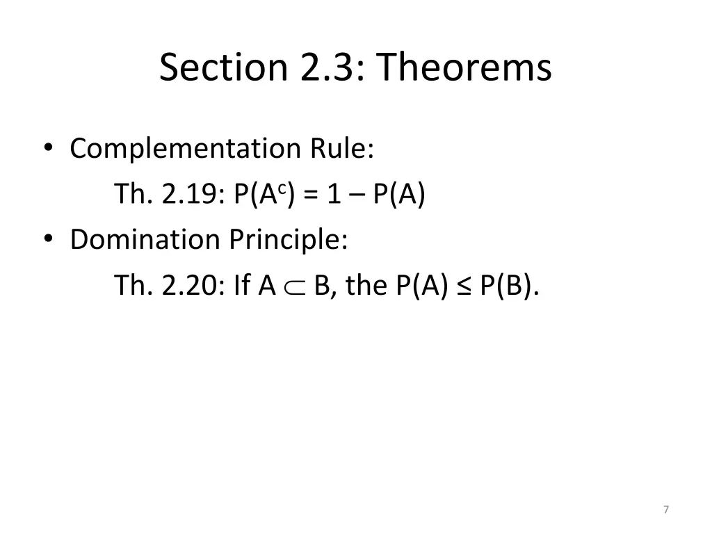 section 2 3 theorems