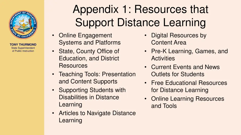 appendix 1 resources that support distance