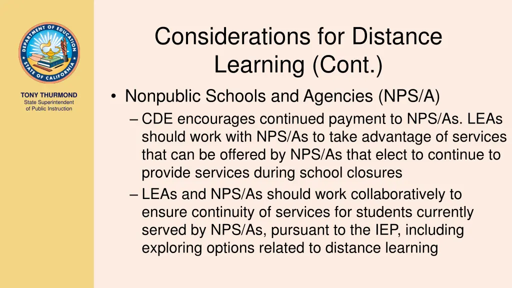 considerations for distance learning cont 1